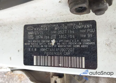 2015 Hyundai Accent Gls from USA, damaged, VIN KMHCT4AE4FU907207